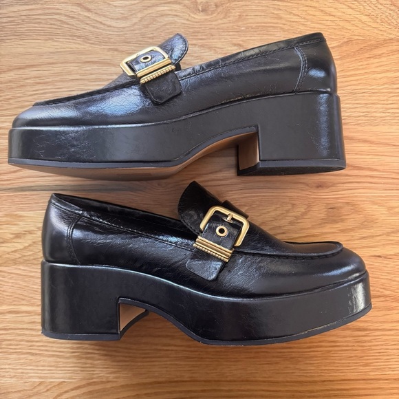 Dolce Vita Black Loafers with Gold Buckle - Picture 3 of 12